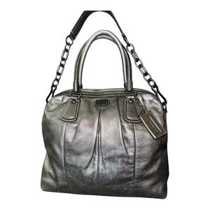 Coach Metallic Leather Satchel Shoulder Bag Y2K Modern Glam Luxe